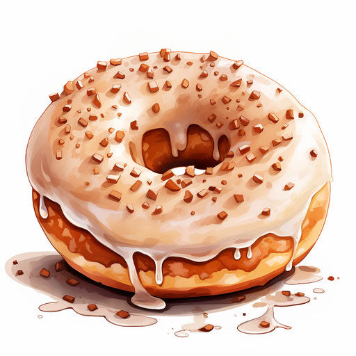 Donut clipart in Impressionistic Art style on white background
