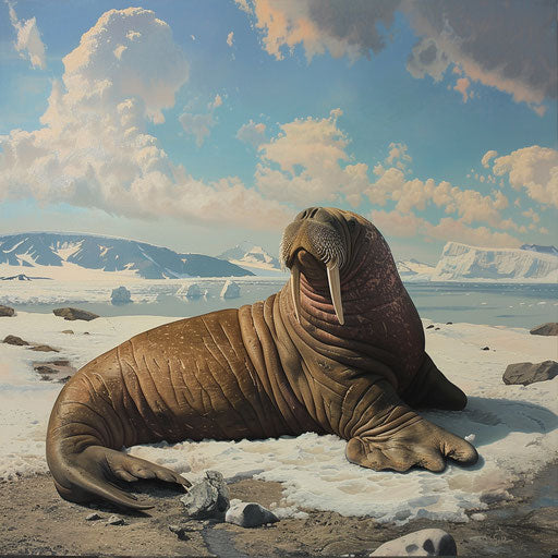 Walrus basking on a sunlit beach