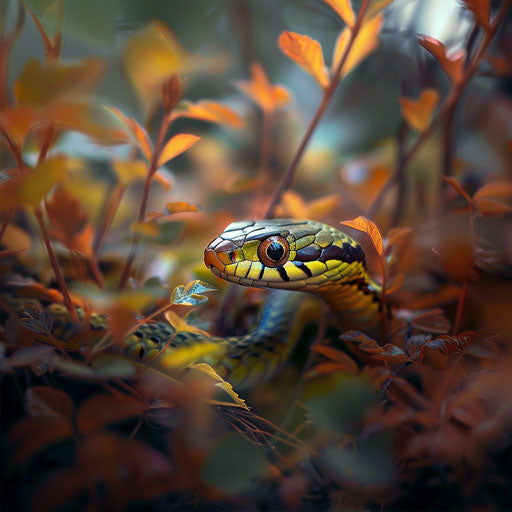 Young garter snake exploring its surroundings
