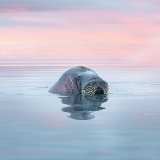 Walrus floating in the Arctic Ocean
