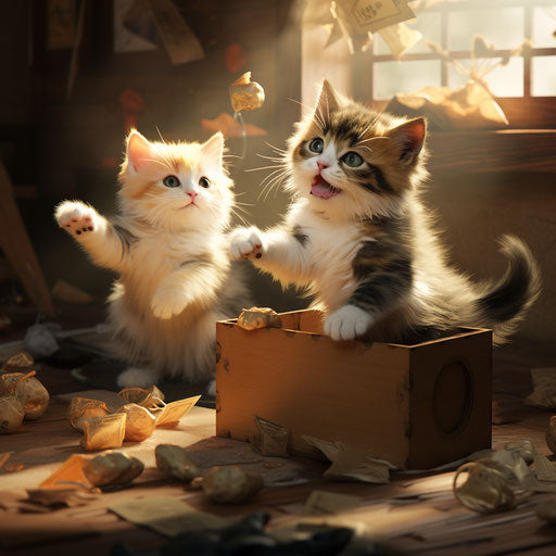 Calico cat kittens playing