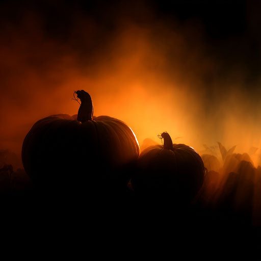 Glowing Pumpkins Against a Dark Night Background
