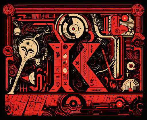 Karma with letter k vector | grunge skateboard style, primitive folk art