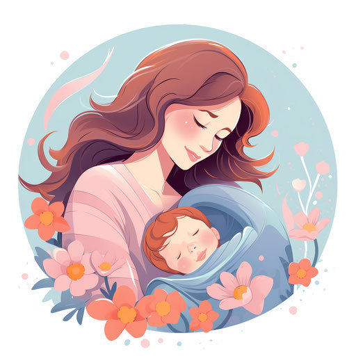 Mother illustration in the style of pastel colors
