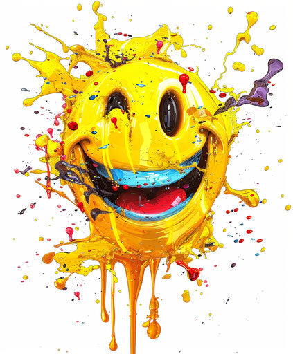 Confetti explosion smiling emoticon cartoon illustration