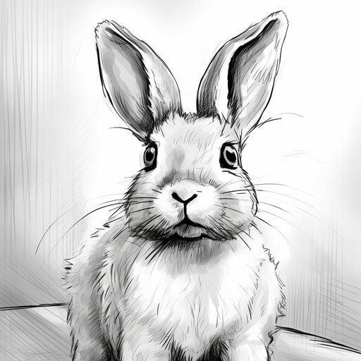 Captivating realistic drawing of a bunny in black and white