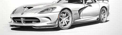 Dodge viper car coloring pages, rob hefferan style