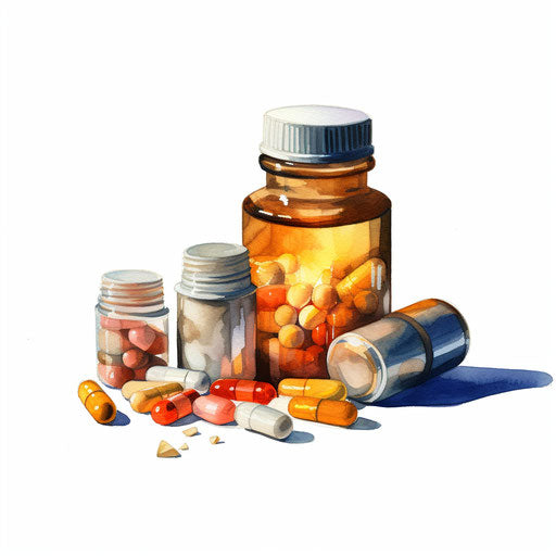 Medication clipart in the style of Oil painting