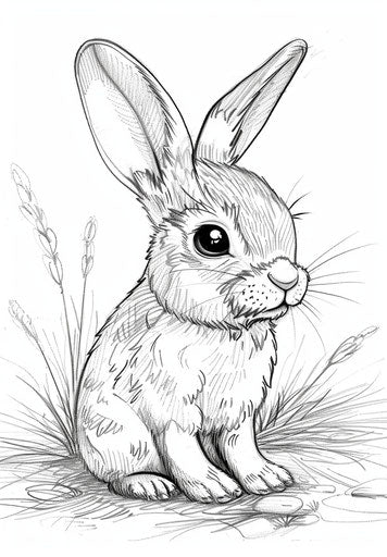 Cute bunny printable coloring pages, comic art style, funny animal scenes