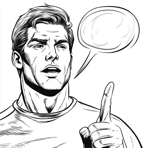 Comic-style hero with inspirational speech bubble