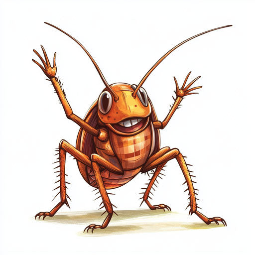 Humorous caricature of a cockroach with human characteristics