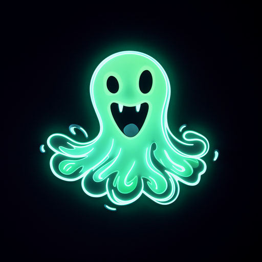 Glow in the Dark Ghost Decal Sticker in Light Gray and Green Style