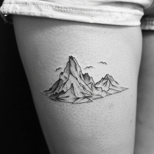 Minimalist mountain tattoo Steve Sack style