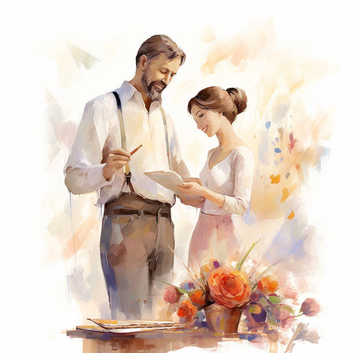 Teachers day clipart in the style of Oil painting, on a white background