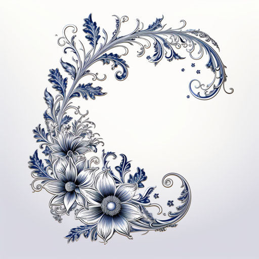 Paisley design frame with hand drawn flowers