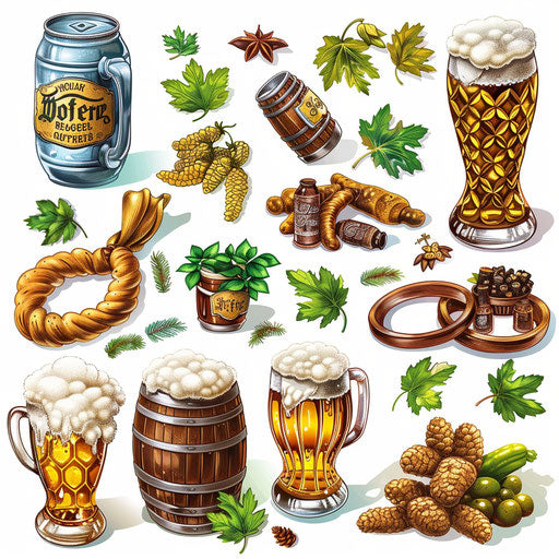 Photo realistic Oktoberfest illustration on flat white background