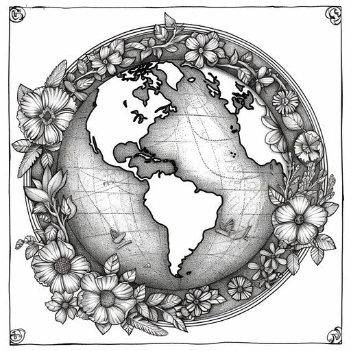 Earth with intricate floral patterns