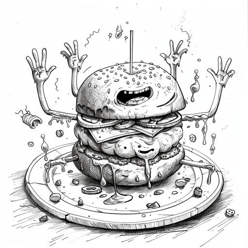 Burger dancing on a plate