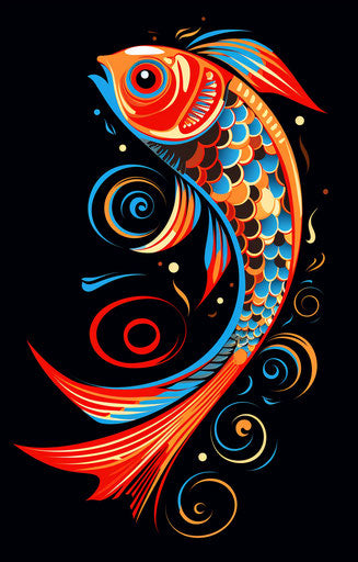 Tribal design fish with tattoo in high quality photo style
