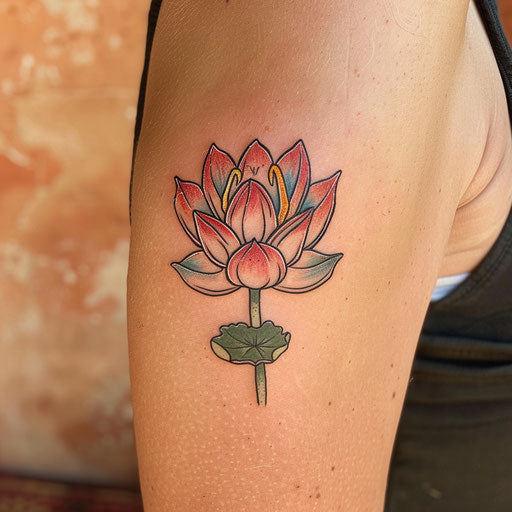 Tiny lotus, Sailor Jerry style