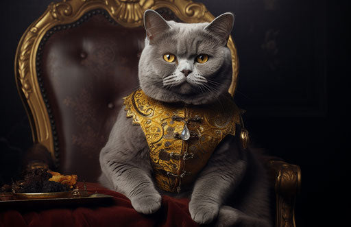 British Shorthair Cat in Dark Silver and Yellow