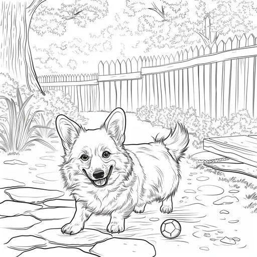 A corgi playing with a ball in a park