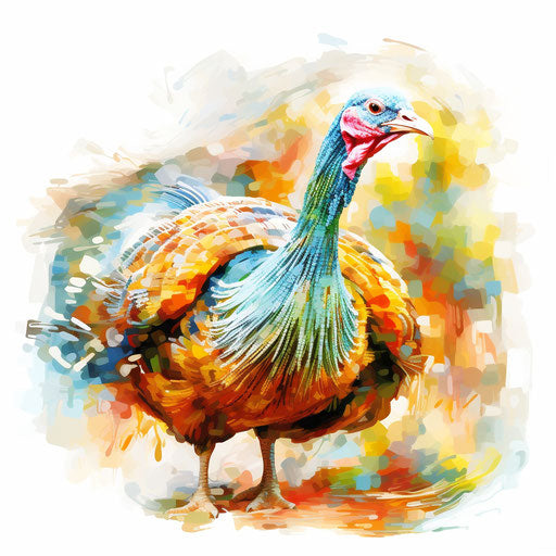 Impressionistic turkey artwork on white background