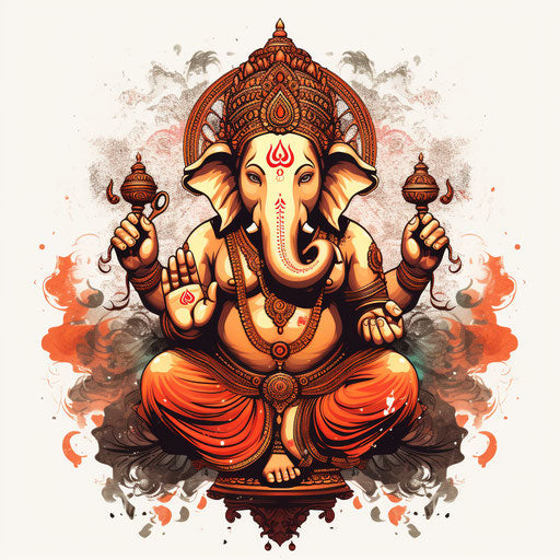 Ganesh Ji clipart in the style of Chiaroscuro Art, on a white background