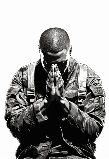 A man holding a cross with praying hands