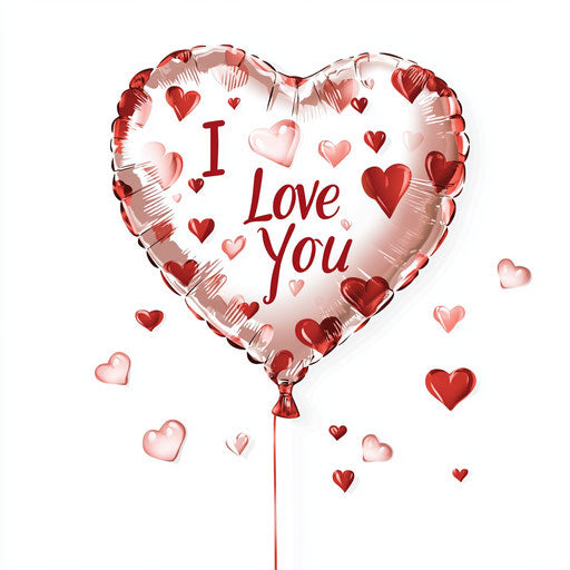 Heart-shaped balloon filled with hearts - I Love You