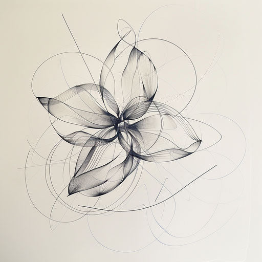 Elegant geometric tattoo illustration with delicate flower motif