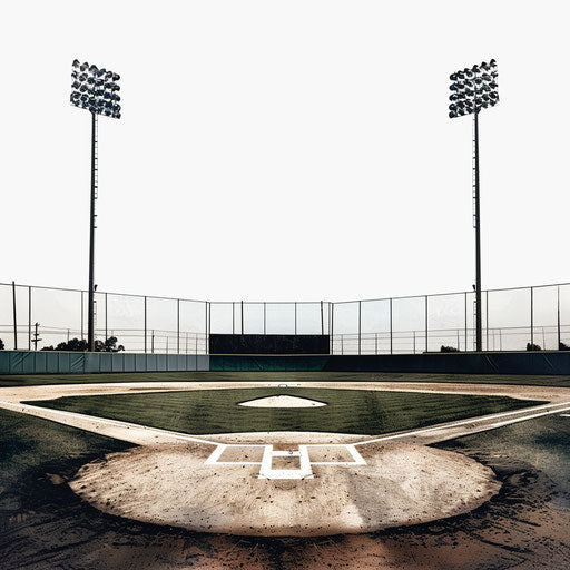 Realistic baseball field clipart on flat white background