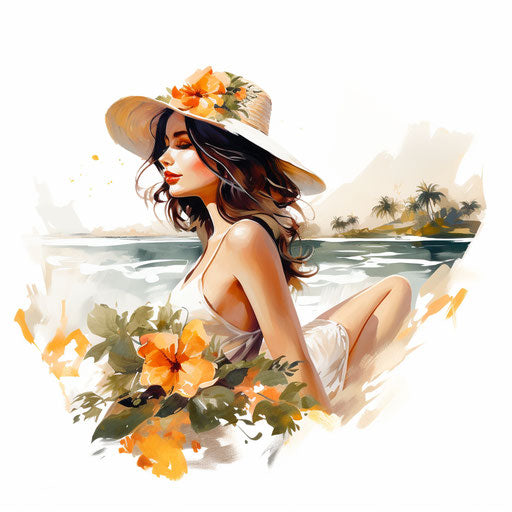 Summer season illustration in the style of Chiaroscuro Art