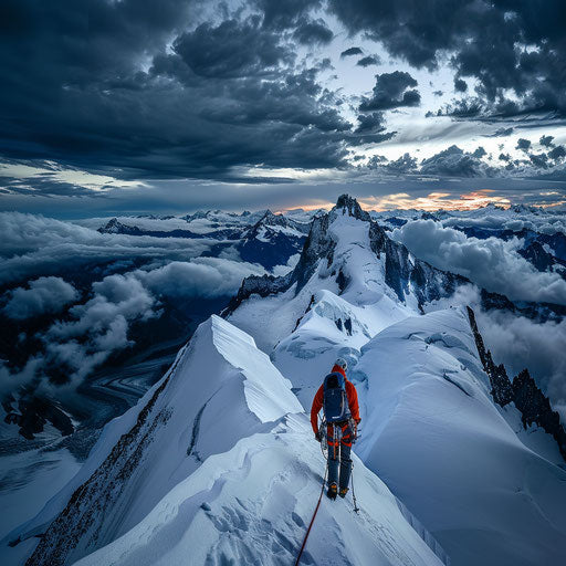 Adventurous climber scaling the rugged peaks of Mount Baker