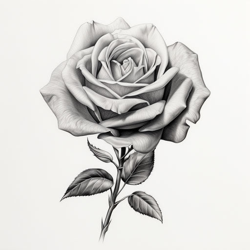 Realistic black and white chicano rose drawing