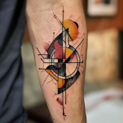 Cubist rune of fragmented, abstract shapes in multicolor