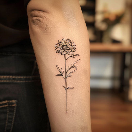 Stylish sketch of a tattoo of a stylized aster flower