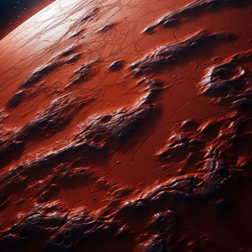 The planet Mars in close up view, richly detailed backgrounds style