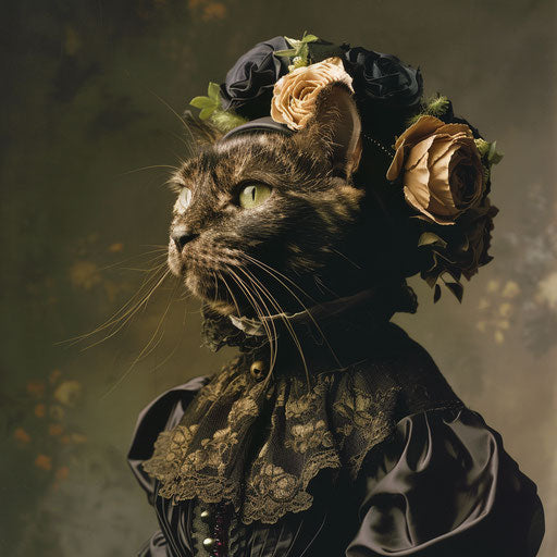 Tortoise cat dressed like a woman