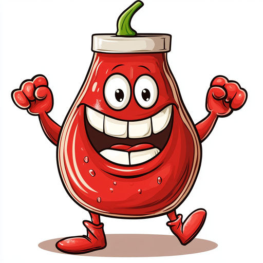 Humorous caricature of a ketchup clipart with human characteristics