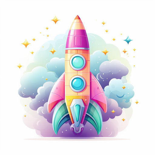 Rocket icon in Pastel Colors Art style
