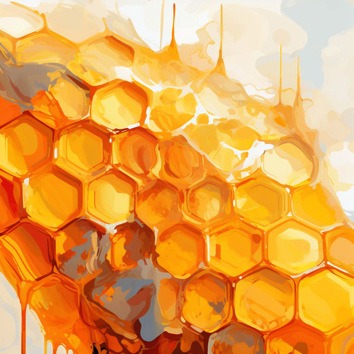 Honeycomb illustration in the style of an oil painting, on a white background