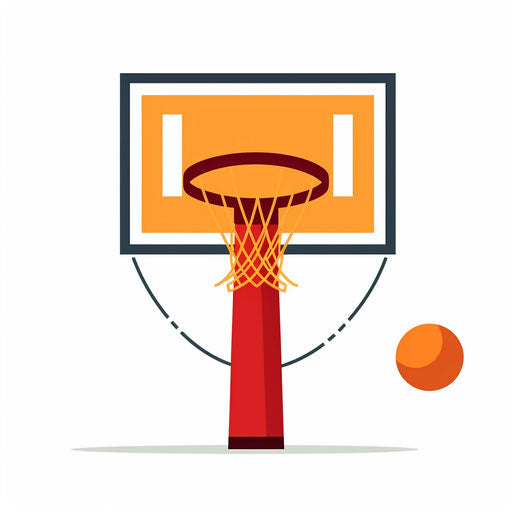 Minimalist basketball hoop clipart on white background