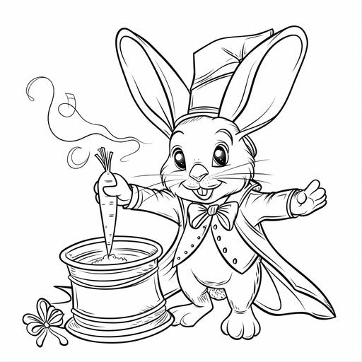 A magician rabbit pulling a carrot out of a hat