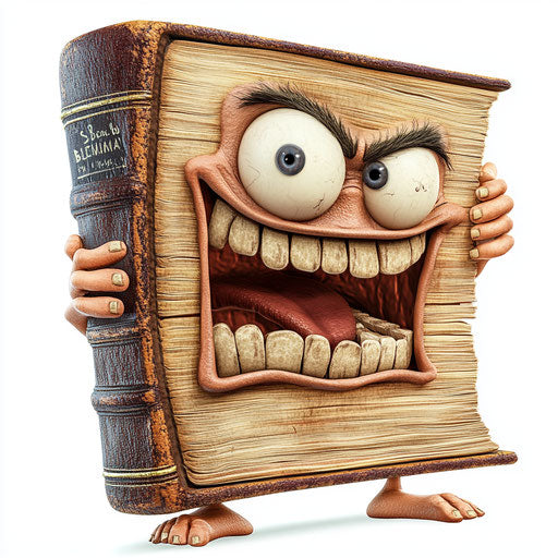 Humorous caricature of book clipart with human characteristics