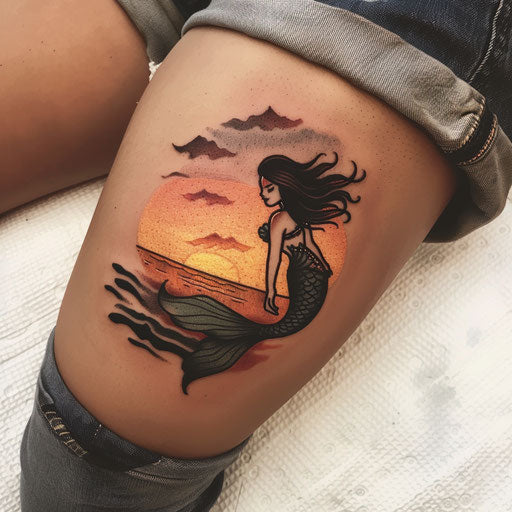 Sunset mermaid tattoo