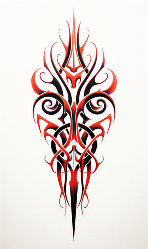 Dramatic knotted tribal tattoo on white background