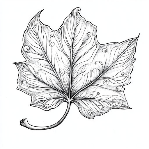 Serene leaf with elegant lines and decorations