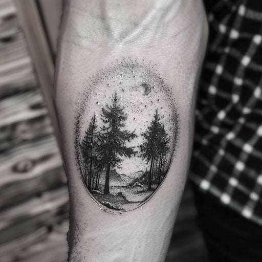 Contemporary starry night sky with atmospheric glow