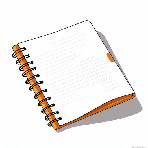 Minimalist style notebook clipart, on white background